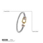 Two-Tone Horsebit Crystal Cable Bangle – Bold Sophistication, Effortless Glamour - Image 3