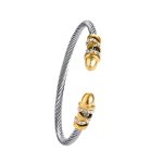 Chic Two-Tone Crystal Cable Bangle – Stylish Sparkle for Every Look