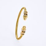 Luxury Gold Crystal-Studded Cable Bangle – Modern Twist Design for Women