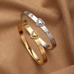 Heart-shaped Diamond Chic 18K Gold Plating Stainless Steel Bracelet - Image 5