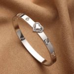 Heart-shaped Diamond Chic Stainless Steel Bracelet - Image 3