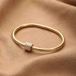 Gold Stainless Steel Buckle Bangle – Dazzling Layers, Modern Luxury - Image 5