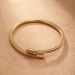 Gold Snake Chain Stainless Steel Bangle – Sleek Modern Minimalism - Image 4