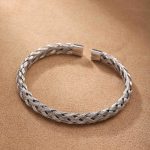 Stainless Steel Braided Open Bangle Cuff Bracelet - Image 4