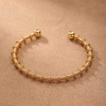 Textured Spiral Stainless Steel Open Cuff Bangle - Image 4