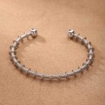 Textured Spiral Silver Stainless Steel Open Cuff Bangle - Image 5