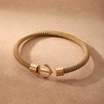 Gold Anchor Mesh Stainless Steel Bangle – Nautical-Inspired Modern Style - Image 6