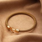 Gold Anchor Mesh Stainless Steel Bangle – Nautical-Inspired Modern Style - Image 5