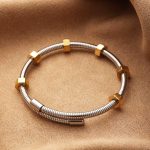Silver & Gold Screw-Nut Stainless Steel Bracelet | Industrial Minimalist Style - Image 4