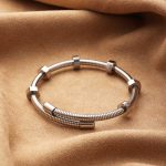 Silver Screw-Nut Stainless Steel Bracelet | Modern Unisex Design - Image 4