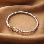 Silver Rope Buckle Stainless Steel Bangle – Modern Elegance with Sparkling Detail - Image 5