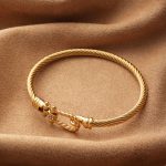 Gold Rope Buckle Stainless Steel Bangle – Bold Nautical Luxury Style - Image 4