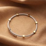 Silver Cable Bracelet with Gold Hex Beads | Modern Dual-Tone Style - Image 4