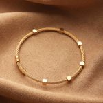 Gold Cable Bracelet with Hex Beads | Industrial Chic Minimalist Design - Image 3