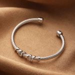 Silver Twisted Cable Stainless Steel Bangle – Chic Sparkle, Minimal Edge - Image 4