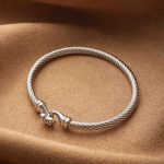Silver Heart Clasp Twist Cable Stainless Steel Bangle – Modern Romance in Metal - Image 5