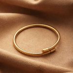 Gold Snake Chain Stainless Steel Bangle – Sleek Modern Minimalism - Image 3