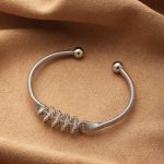 Silver Stainless Steel Spiral Wire Open Cuff Bracelet – Modern Industrial Coil Bangle - Image 4