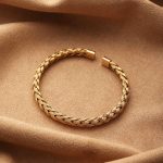 18K Gold Plated Stainless Steel Braided Open Bangle Cuff Bracelet - Image 4