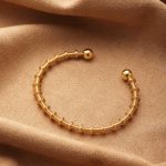 Textured Spiral Stainless Steel Open Cuff Bangle - Image 3