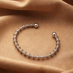 Textured Spiral Silver Stainless Steel Open Cuff Bangle - Image 4