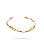 Gold Fluid Curve Stainless Steel Bangle – Sleek Minimalist Elegance