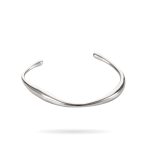 Silver Fluid Curve Stainless Steel Bangle – Modern Sculptural Style
