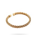 18K Gold Plated Stainless Steel Braided Open Bangle Cuff Bracelet