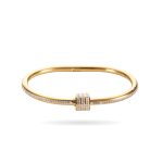 Gold Stainless Steel Buckle Bangle – Dazzling Layers, Modern Luxury - Image 2