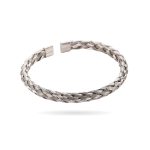 Stainless Steel Braided Open Bangle Cuff Bracelet