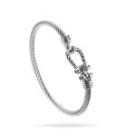 Silver Rope Buckle Stainless Steel Bangle – Modern Elegance with Sparkling Detail
