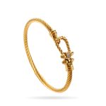 Gold Rope Buckle Stainless Steel Bangle – Bold Nautical Luxury Style - Image 2