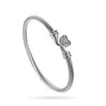Silver Heart Clasp Twist Cable Stainless Steel Bangle – Modern Romance in Metal - Image 4