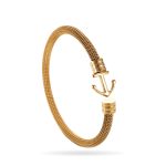 Gold Anchor Mesh Stainless Steel Bangle – Nautical-Inspired Modern Style