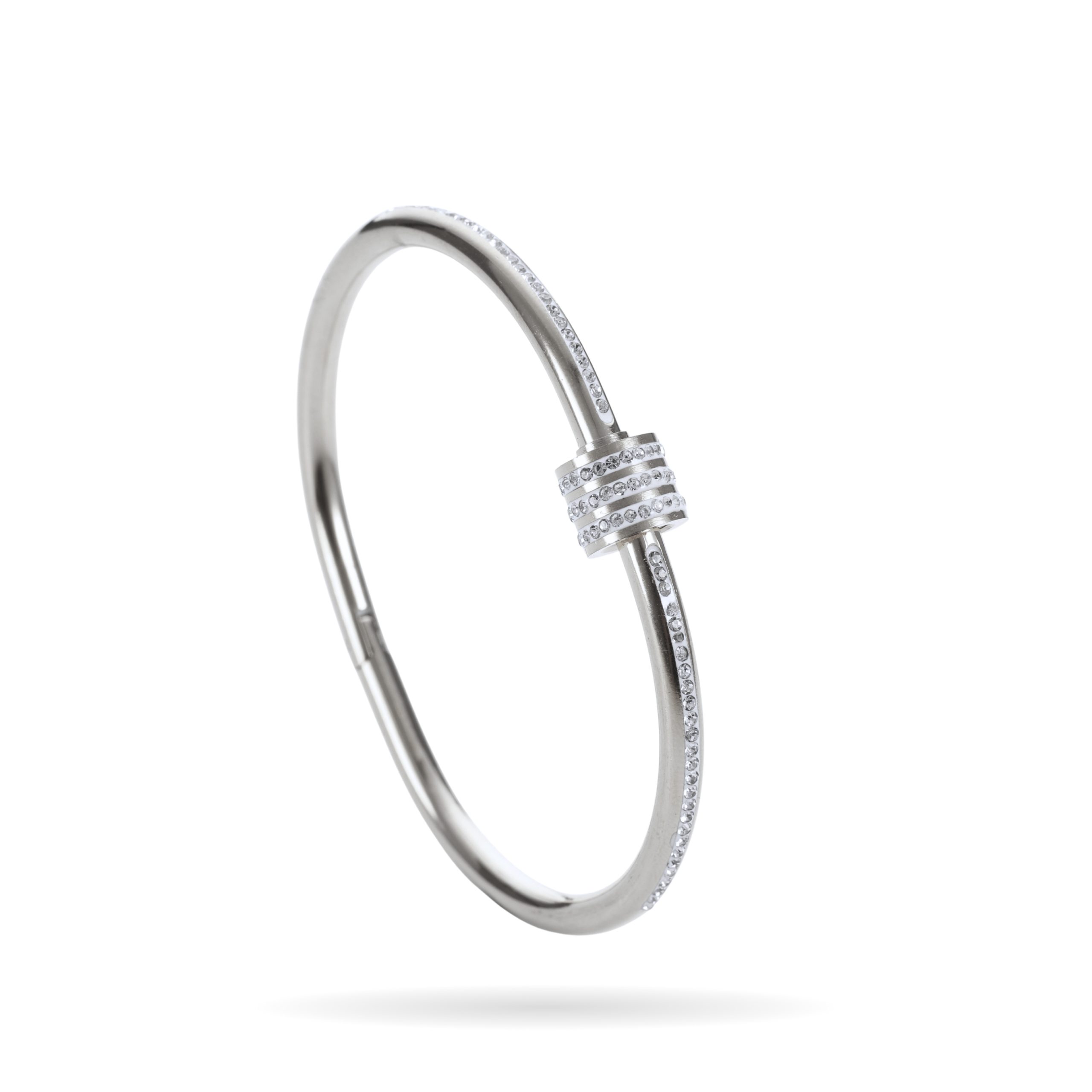 Yellow Modern Online Sale (Facebook Post) (34) Silver Stainless Steel Buckle Bangle – Sleek Sparkle, Timeless Elegance - Image 1
