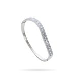 Elegant Silver Baguette Crystal Bangle – Timeless Shimmer for Every Occasion