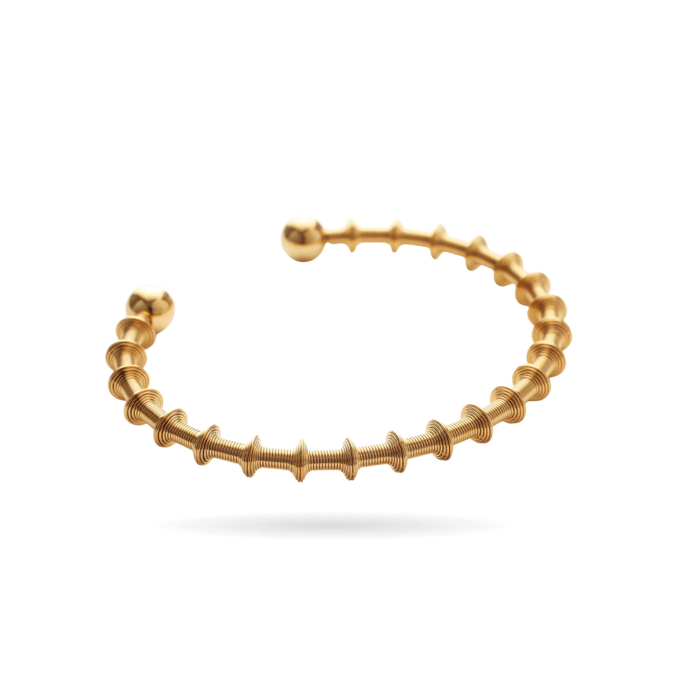 Yellow Modern Online Sale (Facebook Post) (4) Textured Spiral Stainless Steel Open Cuff Bangle - Image 1