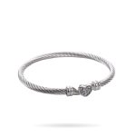 Silver Heart Clasp Twist Cable Stainless Steel Bangle – Modern Romance in Metal - Image 3