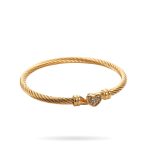 Gold Heart Clasp Twist Cable Stainless Steel Bangle – Sparkling Love Detail - Image 4