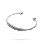 Silver Open Cable Cuff with Polished Ball Ends | Minimalist Industrial Style