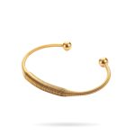 Gold Open Cable Cuff with Polished Ball Ends | Sleek Modern Design