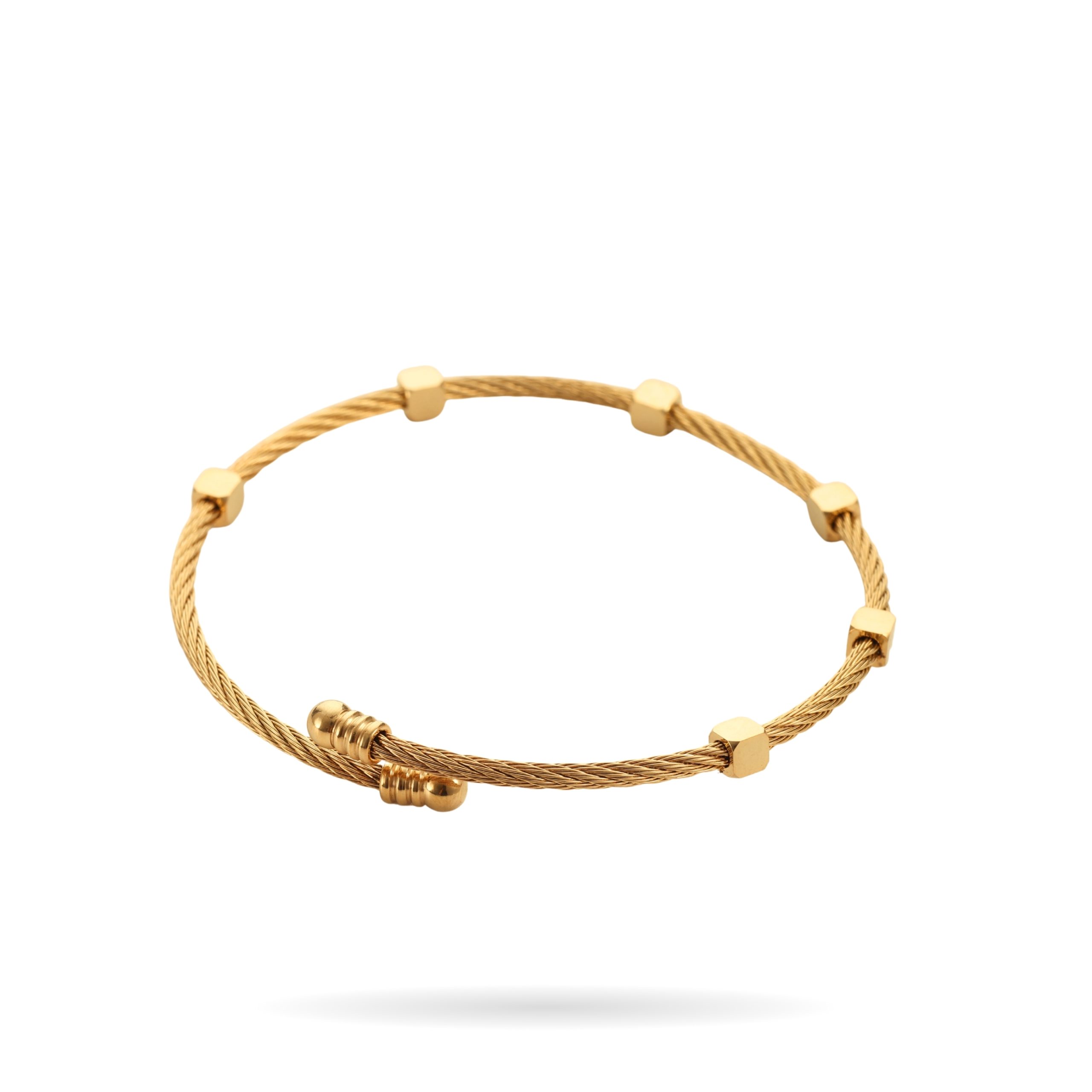 Yellow Modern Online Sale (Facebook Post) (46) Gold Cable Bracelet with Hex Beads | Industrial Chic Minimalist Design - Image 1