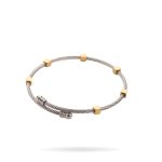 Silver Cable Bracelet with Gold Hex Beads | Modern Dual-Tone Style