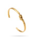 Gold Stainless Steel Buckle Design Bangle – Chic Shine with Modern Edge