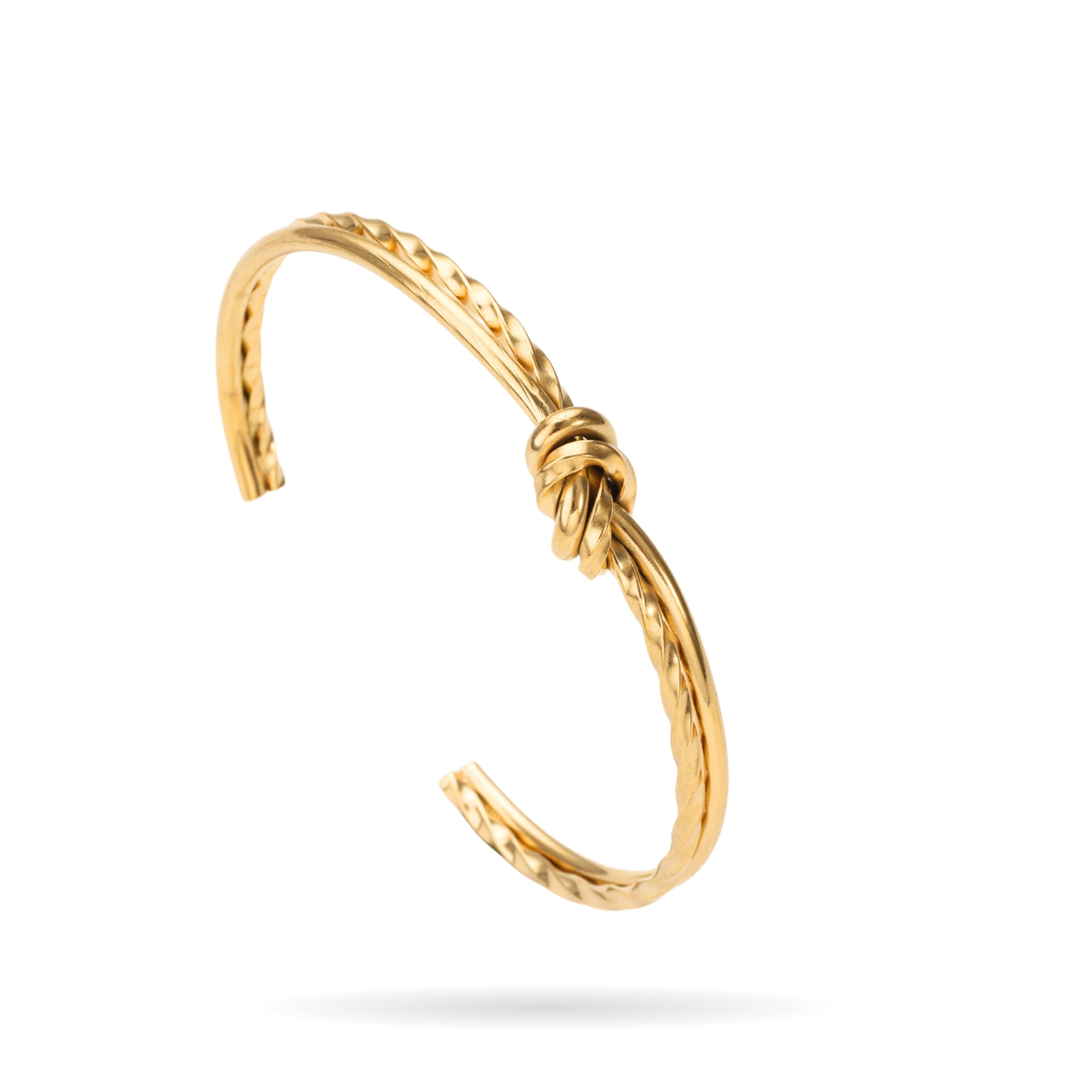 Yellow Modern Online Sale (Facebook Post) (49) Gold Stainless Steel Buckle Design Bangle – Chic Shine with Modern Edge - Image 1