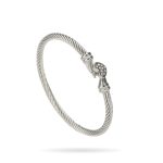 Silver Heart Clasp Twist Cable Stainless Steel Bangle – Modern Romance in Metal