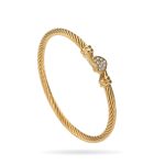 Gold Heart Clasp Twist Cable Stainless Steel Bangle – Sparkling Love Detail
