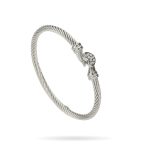 Silver Heart Clasp Twist Cable Stainless Steel Bangle – Modern Romance in Metal - Image 2