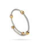 Two-Tone Dual Cable Stainless Steel Bangle – Gold & Silver Contrast, Modern Edge
