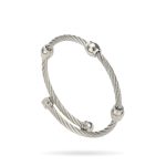 Silver Dual Cable Stainless Steel Bangle – Minimalist Ball Detail, Everyday Chic